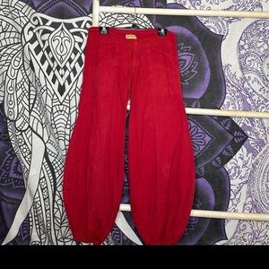 Red harem style pants
